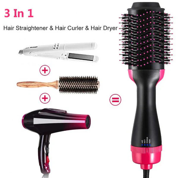 One Step 3-in-1 Hot Air Brush – Dry, Straighten & Volumize Effortlessly 💁‍♀️